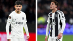 Can Uzun von Eintracht Frankfurt (l.) und Kenan Yildiz von Juventus Turin stehen im Aufgebot der türkischen Nationalmannschaft für die Nations-League-Duelle gegen Ungarn.  Can Uzun von Eintracht Frankfurt (l.) und Kenan Yildiz von Juventus Turin stehen im Aufgebot der türkischen Nationalmannschaft für die Nations-League-Duelle gegen Ungarn.