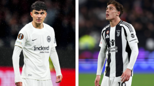 Can Uzun von Eintracht Frankfurt (l.) und Kenan Yildiz von Juventus Turin stehen im Aufgebot der türkischen Nationalmannschaft für die Nations-League-Duelle gegen Ungarn. Can Uzun von Eintracht Frankfurt (l.) und Kenan Yildiz von Juventus Turin stehen im Aufgebot der türkischen Nationalmannschaft für die Nations-League-Duelle gegen Ungarn.