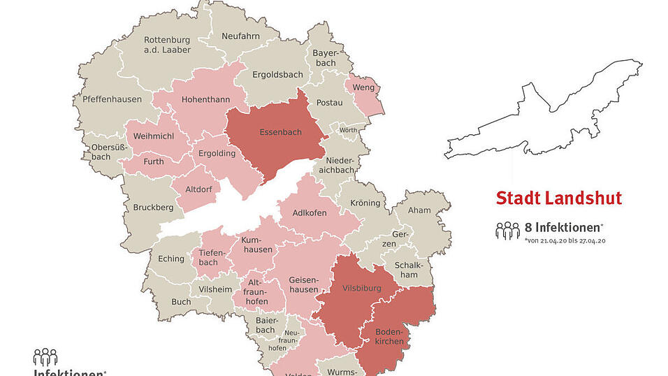 Der Stand der Coronavirus-Neuinfektionen im Landkreis Landshut am 21. April.