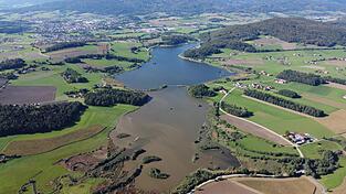 Aufgrund der hei&szlig;en Temperaturen wachsen derzeit im Stausee bei Furth im Wald wieder Blaualgen.