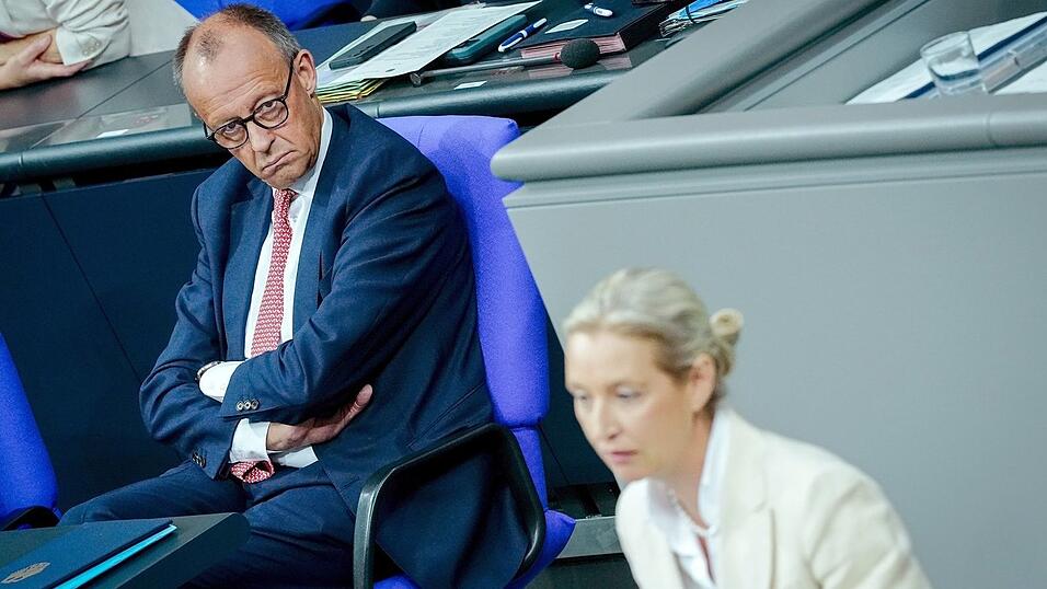 Merz' Rededuell mit Weidel dürfte ganz im Zeichen der AfD in Sachsen-Anhalt stehen. (Archivbild) Merz' Rededuell mit Weidel dürfte ganz im Zeichen der AfD in Sachsen-Anhalt stehen. (Archivbild)