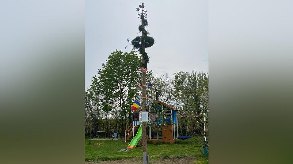 Die Familie Ried aus Mirskofen hat ihren eigenen Maibaum aufgestellt.