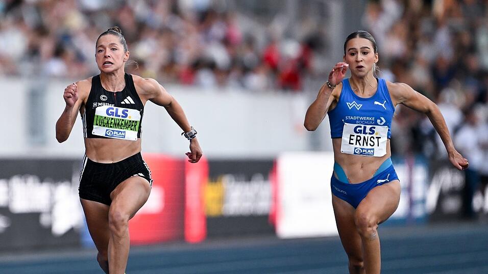 Die drittplatzierte Gina Lückenkemper (l) und die neue 100-Meter-Meisterin Jolina Ernst. Die drittplatzierte Gina Lückenkemper (l) und die neue 100-Meter-Meisterin Jolina Ernst.