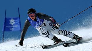 Monika Bergmann bei den Olympischen Winterspielen 2002 in Salt Lake City (USA). Sie war spezialisiert auf die Disziplin Slalom.