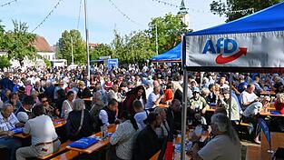 Die AfD hielt ihre Kundgebung auf der Schlosswiese in Abensberg ab. Die AfD hielt ihre Kundgebung auf der Schlosswiese in Abensberg ab.
