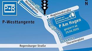 Die Grafik zeigt den Standort des Ersatzparkplatzes. Die Grafik zeigt den Standort des Ersatzparkplatzes.