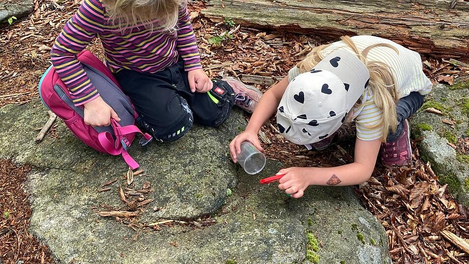 Naturerfahrung das ganze Jahr &uuml;ber im Waldgel&auml;nde des Montessori Kinderhauses.
