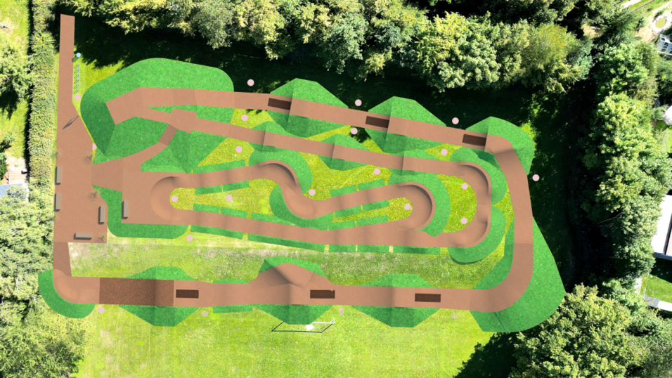 Eine Skizze des geplanten Dirtparks am alten Sportplatz.