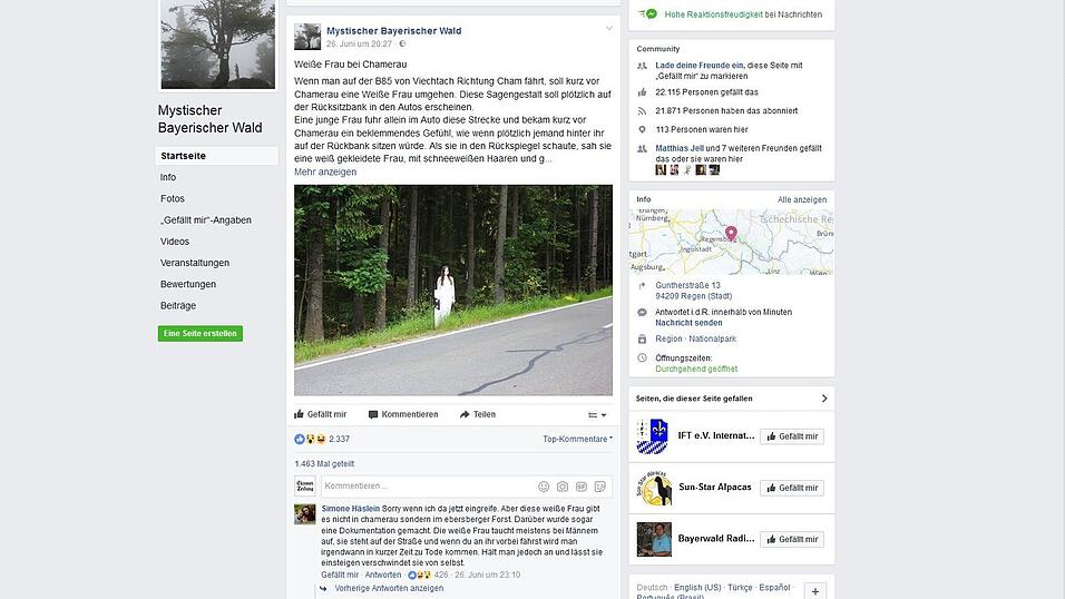 Die 'Wei&szlig;e Frau bei Chamerau' verbreitete sich in den vergangenen Tagen rasend schnell durch das Netz.