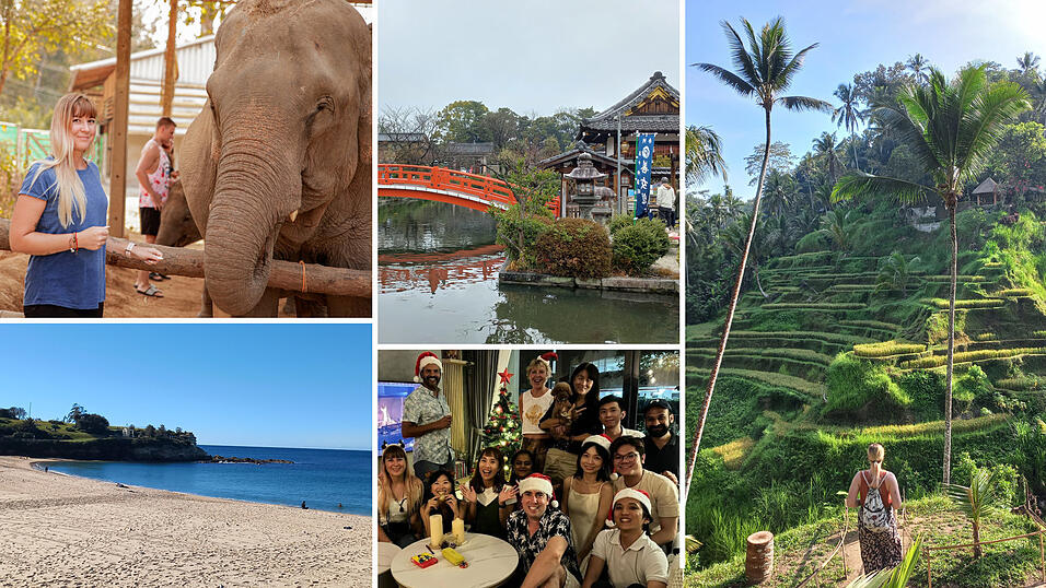 Katis Lieblingsstationen in Asien und Ozeanien: 1. Chiang Mai, Thailand (links, oben), 2. Australien (links, unten), 3. Japan (Mitte, oben), 4. Kuala Lumpur, Malaysia (Mitte, unten), 5. Bali, Indonesien (rechts). Katis Lieblingsstationen in Asien und Ozeanien: 1. Chiang Mai, Thailand (links, oben), 2. Australien (links, unten), 3. Japan (Mitte, oben), 4. Kuala Lumpur, Malaysia (Mitte, unten), 5. Bali, Indonesien (rechts).
