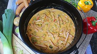 Geschnetzeltes mal ganz anders: aus Wurst. Das Rezept dazu verrät uns Anja Auer.