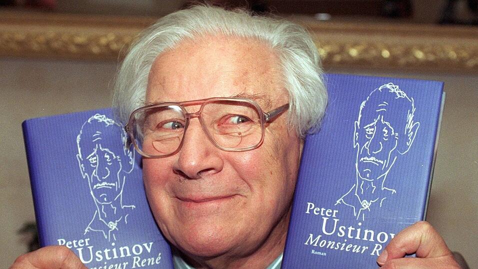 Verschmitzt stellte Peter Ustinov 1998 seinen Roman 'Monsieur Rene' vor