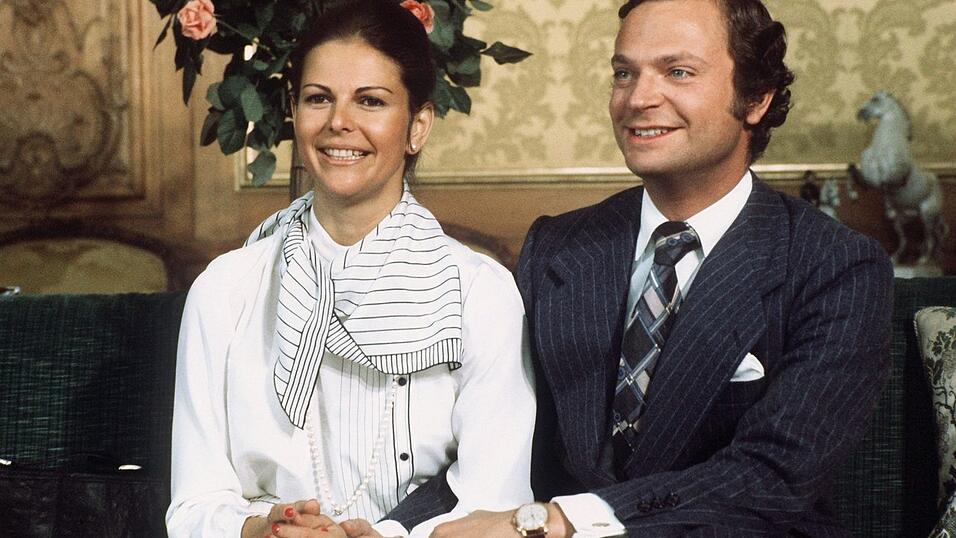 König Carl Gustaf von Schweden bei seiner Verlobung mit der bürgerlichen Deutschen Silvia Sommerlath am 15. März 1976. (Archivbild) König Carl Gustaf von Schweden bei seiner Verlobung mit der bürgerlichen Deutschen Silvia Sommerlath am 15. März 1976. (Archivbild)