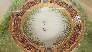 Das Modell des Amphitheaters, das Teil des UNESCO-Welterbes „Grenzen des Römischen Reiches - Donaulimes (westlicher Abschnitt)“ ist. Das Modell des Amphitheaters, das Teil des UNESCO-Welterbes „Grenzen des Römischen Reiches - Donaulimes (westlicher Abschnitt)“ ist.