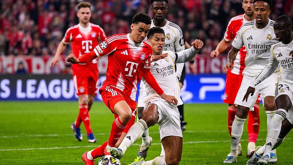 Jamal Musiala im Einsatz f&uuml;r den FC Bayern gegen Real Madrid.