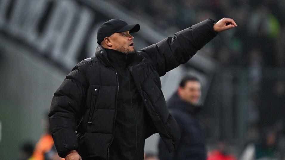 Münchens Trainer Vincent Kompany beim Spiel bei Borussia Mönchengladbach im Januar 2025. Münchens Trainer Vincent Kompany beim Spiel bei Borussia Mönchengladbach im Januar 2025.
