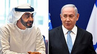 Der emiratische Präsident Mohammed bin Sajid (l) und der israelische Ministerpräsident Benjamin Netanjahu. (Archivbilder) Der emiratische Präsident Mohammed bin Sajid (l) und der israelische Ministerpräsident Benjamin Netanjahu. (Archivbilder)