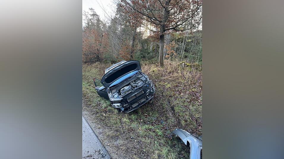 Der Hyundai landete im Graben.
