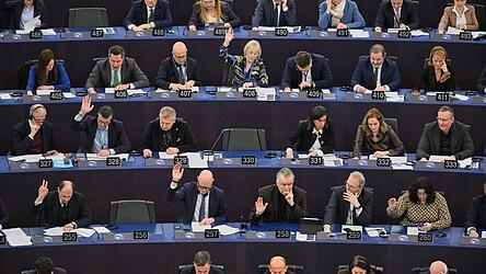 Abgeordnete des Europäischen Parlaments stimmen darüber ab, das EU-Freihandelsabkommen mit Ländern des südamerikanischen Staatenbunds Mercosur dem Gerichtshof der Europäischen Union (EuGH) vorzulegen. Abgeordnete des Europäischen Parlaments stimmen darüber ab, das EU-Freihandelsabkommen mit Ländern des südamerikanischen Staatenbunds Mercosur dem Gerichtshof der Europäischen Union (EuGH) vorzulegen.