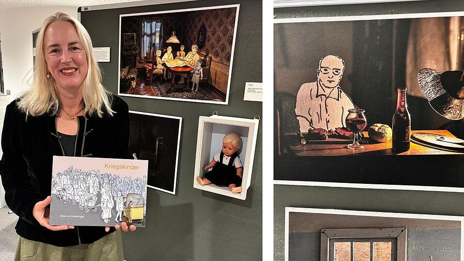Autorin Heike von Schlebrügge mit ihrem Buch „Kriegskinder“ bei der Eröffnung der dazugehörigen Ausstellung in der Straubinger Sparkasse. Autorin Heike von Schlebrügge mit ihrem Buch „Kriegskinder“ bei der Eröffnung der dazugehörigen Ausstellung in der Straubinger Sparkasse.