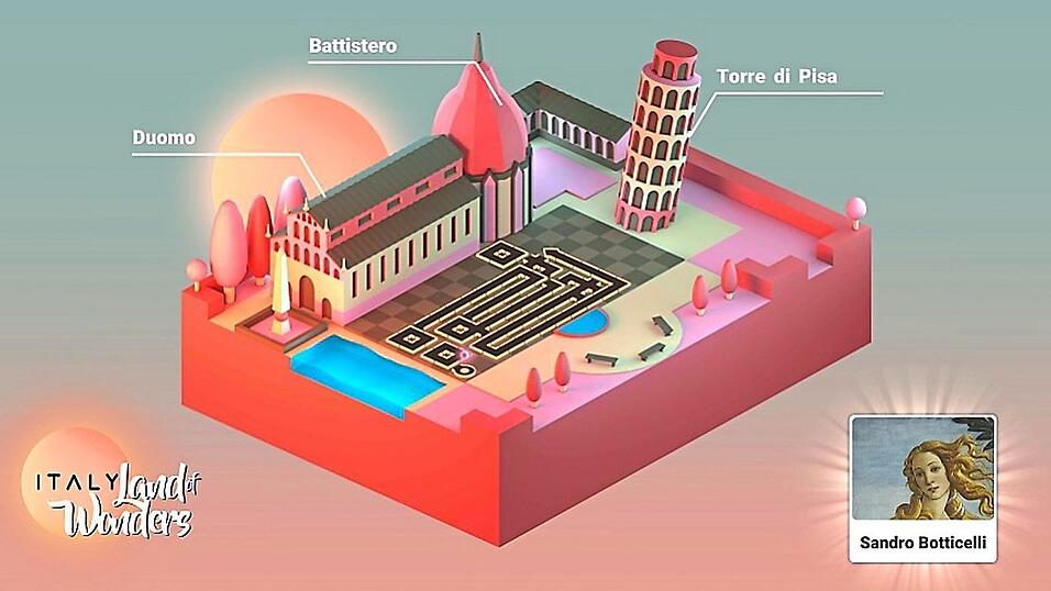 Der schiefe Turm verrät's: Hier erfährt der Nutzer Interessantes über die Stadt Pisa - nachdem er ein Rätsel gelöst hat. Der schiefe Turm verrät's: Hier erfährt der Nutzer Interessantes über die Stadt Pisa - nachdem er ein Rätsel gelöst hat.