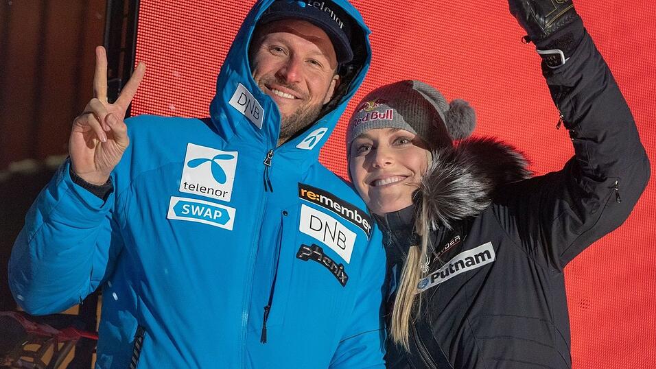 Aksel Lund Svindal und Lindsey Vonn bei der alpinen Ski-WM 2019 in Schweden.