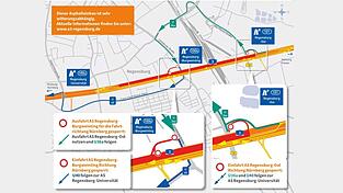 Die Verkehrsführung auf der A3 während der Bauarbeiten vom 27. bis 30. September.