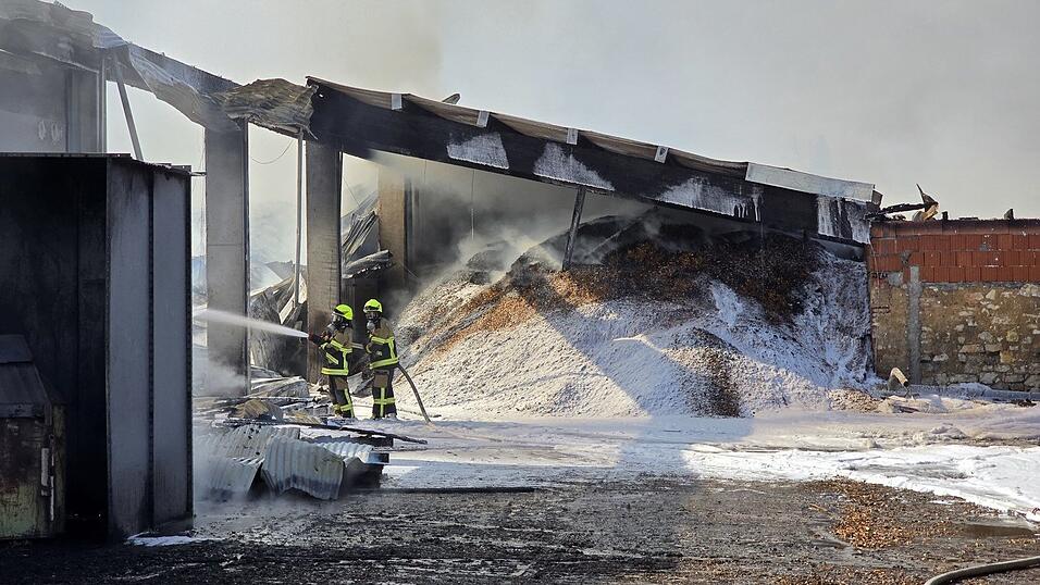 Die Flammen griffen auf eine Halle und ein Hackschnitzellager &uuml;ber &ndash; mit teuren Folgen.