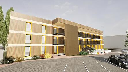 So wird der Eingangsbereich im sanierten dreist&ouml;ckigen Altbau einmal aussehen.