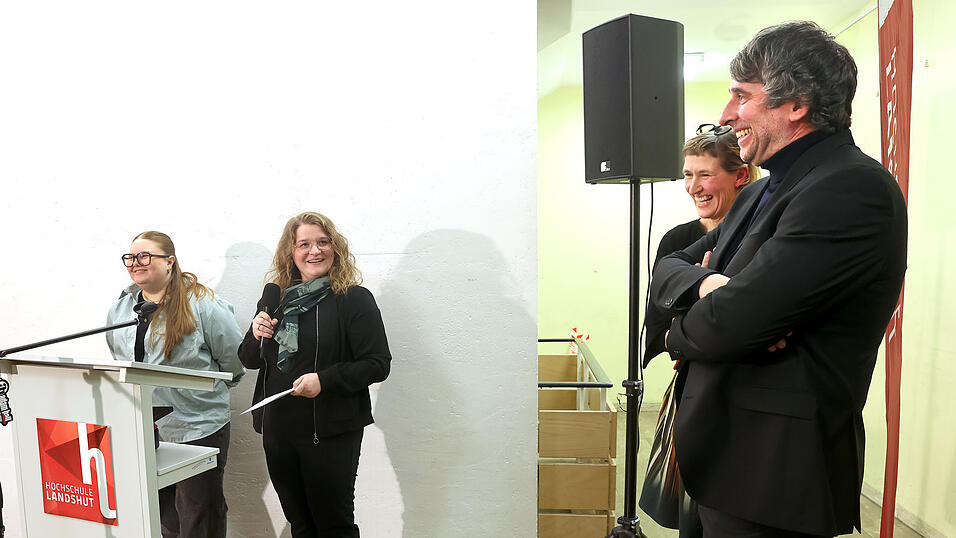 Die Professoren des Studiengangs, Stephan Rauch und Veronika Kammerer, mit den Studentinnen Antonia Seidl (links) und Katharina Reseneder