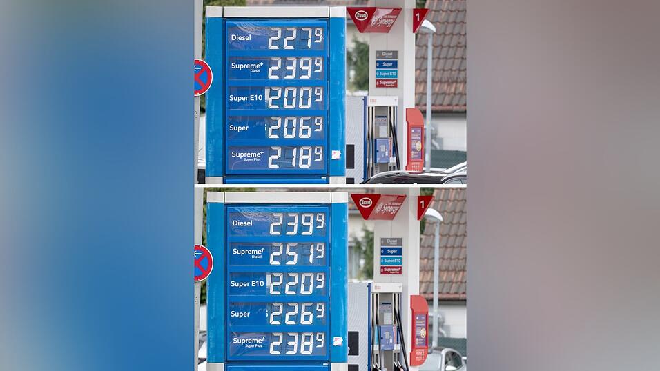 An dieser Tankstelle ist der Preis mittags kr&auml;ftig gestiegen.