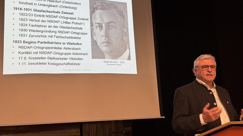 Der Regener und Zwieseler B&uuml;rgermeister Josef Gl&uuml;ck war der Inhalt des Vortrags von Franz Keilhofer.
