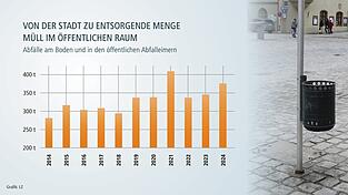 Die Menge an Müll, die die Stadt im öffentlichen Raum entsorgen muss, geht tendenziell nach oben.