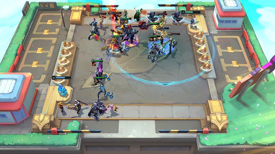 Ein Einblick in das Spiel „Teamfight Tactics“. Es kann in den Runden schnell chaotisch werden. Ein Einblick in das Spiel „Teamfight Tactics“. Es kann in den Runden schnell chaotisch werden.