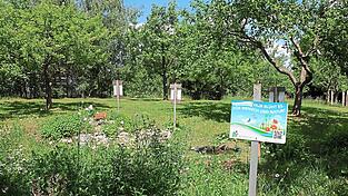 „Hier blüht es für Mensch und Natur“, so das Hinweisschild im Kreisobstlehrgarten in Ebrantshausen. „Hier blüht es für Mensch und Natur“, so das Hinweisschild im Kreisobstlehrgarten in Ebrantshausen.