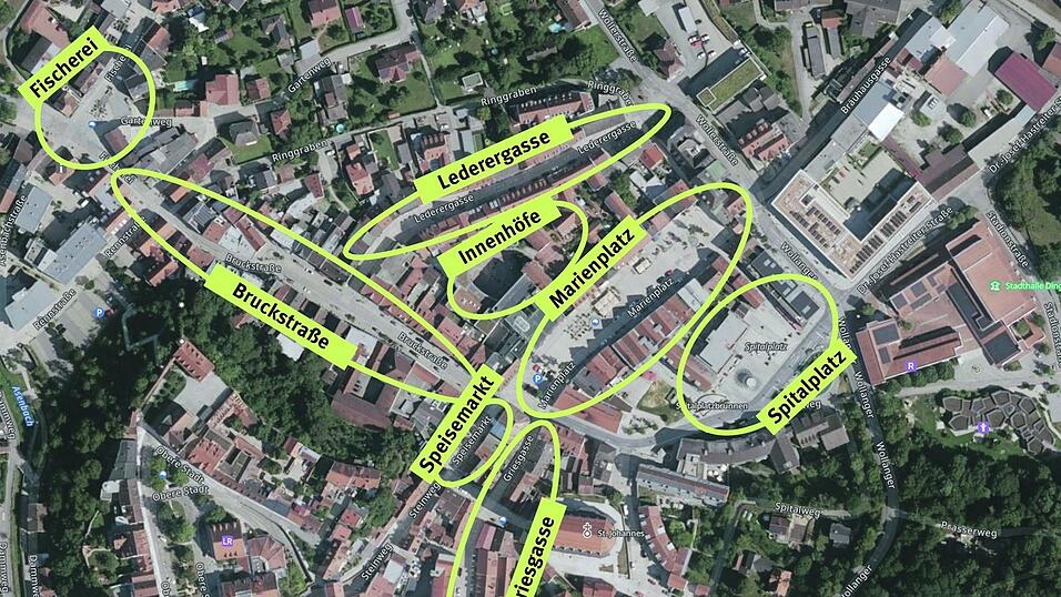 Der Rahmenplan soll sich auf die abgebildeten Bereiche fokussieren. (Grafik)