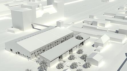 So werden die beiden Hallen einmal aussehen. Das Dach wird teilweise r&uuml;ckgebaut.