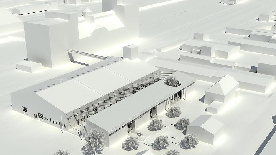 So werden die beiden Hallen einmal aussehen. Das Dach wird teilweise rückgebaut. So werden die beiden Hallen einmal aussehen. Das Dach wird teilweise rückgebaut.