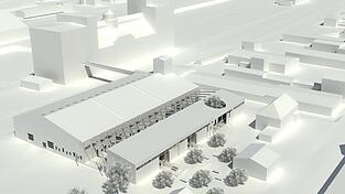 So werden die beiden Hallen einmal aussehen. Das Dach wird teilweise rückgebaut. So werden die beiden Hallen einmal aussehen. Das Dach wird teilweise rückgebaut.