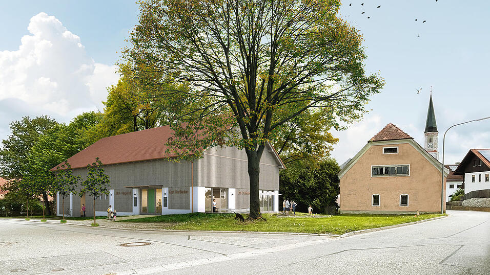 Der Vorentwurf zum Dorfladenprojekt Seyboldsdorf löste im Stadtrat allenthalben Begeisterung aus. Er ist so beschaffen, dass der Charakter des Pfarrstadels erhalten bleibt. Der Zugang zum Laden ist von der Pfründestraße her geplant (links). Auf der Animation sind die Bäume entlang der Pfründestraße durch kleine Bäume ersetzt worden. Sie stehen, so ist es geplant, auch nicht mehr dicht am Gebäude. Zur Hochstraße hin soll ein Café eingerichtet werden, das um ein Terrassen-Café ergänzt wird. Der Vorentwurf zum Dorfladenprojekt Seyboldsdorf löste im Stadtrat allenthalben Begeisterung aus. Er ist so beschaffen, dass der Charakter des Pfarrstadels erhalten bleibt. Der Zugang zum Laden ist von der Pfründestraße her geplant (links). Auf der Animation sind die Bäume entlang der Pfründestraße durch kleine Bäume ersetzt worden. Sie stehen, so ist es geplant, auch nicht mehr dicht am Gebäude. Zur Hochstraße hin soll ein Café eingerichtet werden, das um ein Terrassen-Café ergänzt wird.