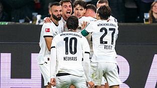 Freude nach dem Gladbacher Führungstreffer. Freude nach dem Gladbacher Führungstreffer.