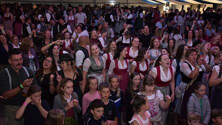 Ausgelassene Stimmung herrschte auf der Tanzfl&auml;che im Festzelt.