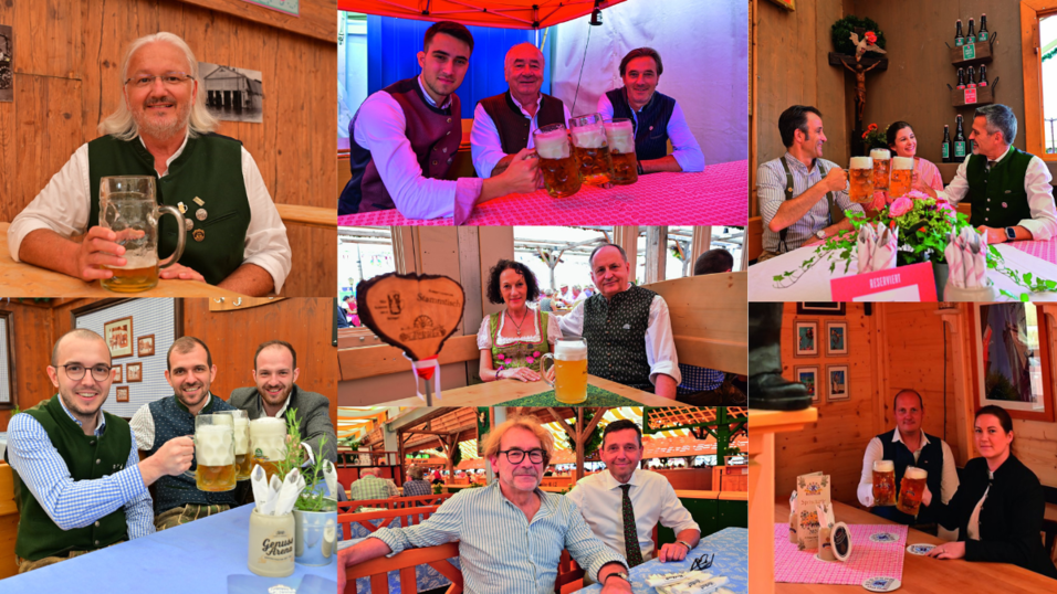 Die Festwirte an ihren Lieblingsplätzen im Zelt. Die Festwirte an ihren Lieblingsplätzen im Zelt.