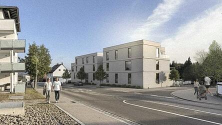 An der Adolph-Kolping-Stra&szlig;e gegen&uuml;ber des Kerschergartens (links) entsteht der &bdquo;Zahn der Zeit&ldquo;, wie Dr. Korbinian Preis das Projekt betitelt. Etwa zweieinhalb Jahre Bauzeit sind f&uuml;r die Realisierung von modernen Praxis- und Wohnr&auml;umen veranschlagt.