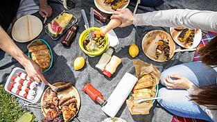 Ein Picknick im Park zusammen mit Freunden ist immer eine gute Idee.