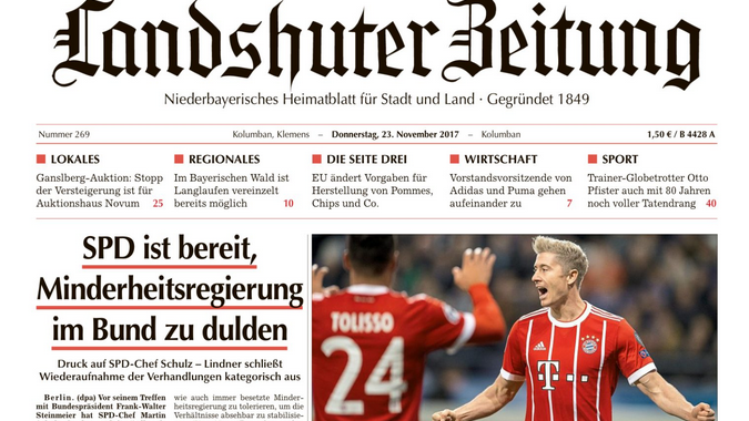 Die Ausgabe der Landshuter Zeitung vom 23. November 2017 - nur an diesem Tag kostenfrei als epaper. Probieren Sie es aus!