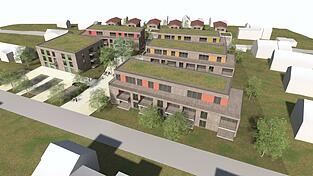 Der neue Plan sieht 65 statt 81 Wohnungen in f&uuml;nf statt neun Wohnbl&ouml;cken vor.