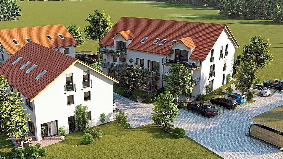 Ein Dreiseithof - neu interpretiert: auf einem ehemaligen Geh&ouml;ft entstehen ein Mehrfamilienhaus und zwei Doppelh&auml;user