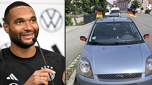 Nationalspieler Jonathan Tah w&uuml;nscht sich zur WM wieder schwarz-rot-gold geschm&uuml;ckte Autos. In Straubing sind die WM-Autos (hier: in der Petersgasse, rechts) aber bislang noch die Ausnahme.