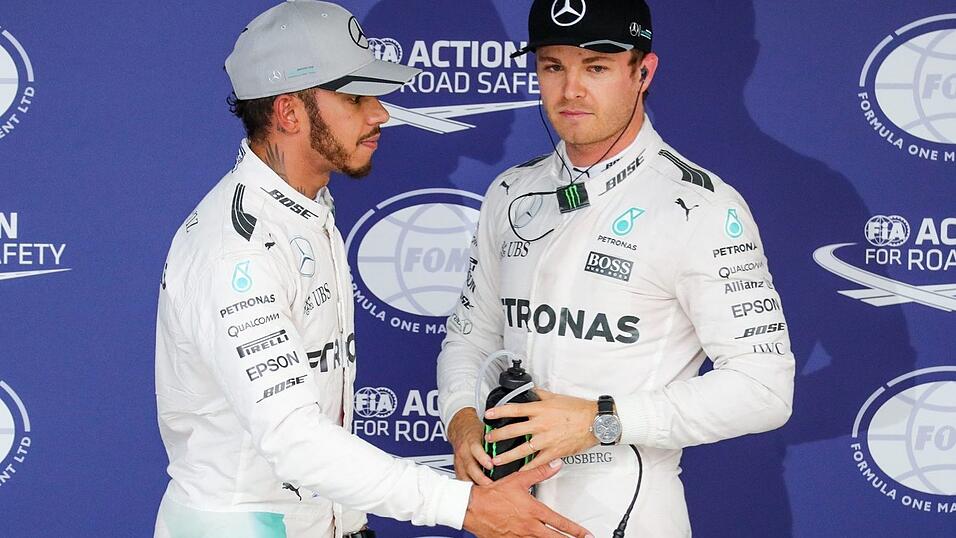 &laquo;Krieg der Sterne&raquo;: Lewis Hamilton (l) und Nico Rosberg lieferten sich einen knallharten Zweikampf. (Archivbild)